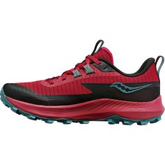 the saucy red and black running shoe is on sale for just $ 99