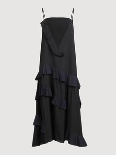 Composition : Shell: Polyester 40% rayon 35% nylon 25% Coloring 1: Rayon 72% nylon 28% Coloring 2: Polyester 100% Coloring 3: Rayon 72%, Nylon 28% Lining: Polyester 100% Color : BlackCountry of Origin : Republic of Korea Black Asymmetrical Silk Dress, Black Dress With Ruffles And Asymmetrical Hem, Black Sleeveless Silk Maxi Dress, Sleeveless Black Silk Maxi Dress, Evening Viscose Dress With Asymmetrical Hem, Black Asymmetrical Silk Midi Dress, Black Pleated Asymmetrical Dress, Black Silk Midi Dress With Ruffles, Silk Ruffle Dress For Work