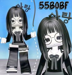 two dolls are dressed in black and white