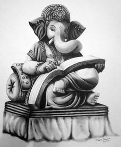 a pencil drawing of an elephant sitting on top of a clock with it's trunk in the air