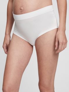 Soft knit.  Elasticized waist. Supportive Versatile Bottoms, Fitted White Gap Bottoms, Gap Maternity, Soft Knits, Briefs, White Shorts, Heather Grey, Gap, High Rise