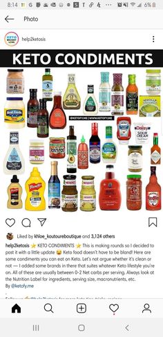 the instagram page for keto condiments