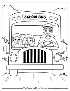 the school bus is full of kids coloring pages for children to color and print on