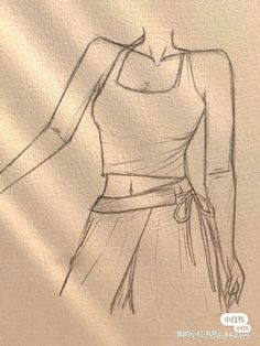 a drawing of a woman's dress with a tie around the waist and shoulders