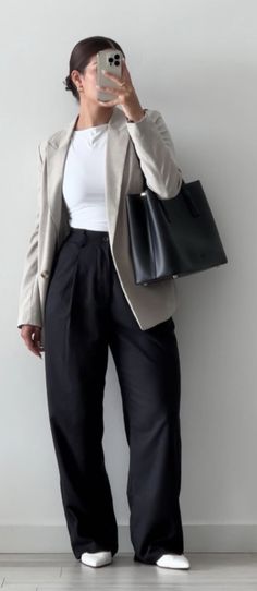 Busy Casual Outfit Women, Grey Pants Business Casual, Size 10 Women Outfits Work, Work Outfit Professional, Business Casual Outfits Blazer, Classic Fits, Slacks Outfit For Women, Pharmacy School Outfits, Smart Casual Event Outfit