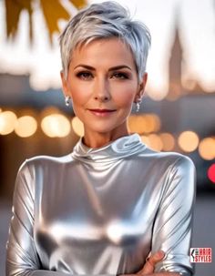 Trending Short Hairstyles For Women Over 50 (2024) « Only Hairstyles Short Grey Hair Styles For Women, Short Hair Curled Hairstyles, Short Hair Model Photoshoot, Medium Grey Hair, Silver Pixie Cut, Silver Short Hair, Trending Short Hairstyles, Silver Hair Short, Over 50 Short Hairstyles