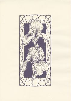 a drawing of a flower in a decorative frame