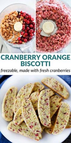 cranberry orange biscotti made with fresh cranberries and almonds