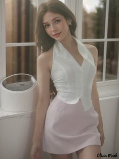 Olivia Mark - Elegant White Top and Skirt Set Cotton Sports Bra, Top And Skirt Set, A Line Mini Skirt, Top And Skirt, Skirt Women, Chic Vintage, Short Skirt, Two Piece Outfit, Vintage Chic