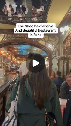 people are walking down an escalator in a restaurant with the caption that reads, the most expensive and beautiful restaurant in paris