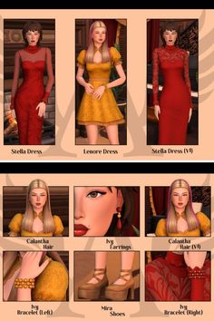 the different types of dresses are shown in this video game character creation guide for females