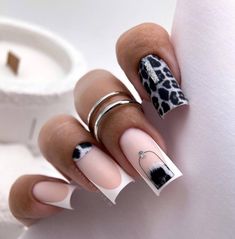 Oval Nails, Love Nails, Black Nails, White Nails, Simple Nails, Short Nails, Stylish Nails, Gel Nails