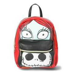 Its a Disney kinda day with this Nightmare Before Christmas Mini Backpack featuring a fun, bold design. This backpack accessory for kids features one main spacious compartment and a front accessory pocket with zipper closures for secure, easy organization of their favorite things. The adjustable shoulder straps and top locker loop handle provide comfort carrying whether theyre heading to school or a fun sleepover. Size: one size.  Color: Red.  Gender: female. Cute Red Backpack For School, Cute Red School Backpack, Themed Red Backpack, Red Themed Standard Backpack, Novelty Red Travel Bag, Red Disney Bag With Zipper Closure, Disney Red Standard Backpack, Red Disney Backpack, Red Themed Backpack Bag