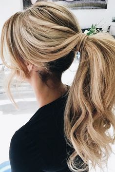 pin: darlynprincess ❂ Ponytail Wedding, Fancy Ponytail, Wedding Ponytail, Cute Ponytail, Cute Ponytail Hairstyles, High Ponytail Hairstyles, Hairstyles Ponytail, Cute Ponytails