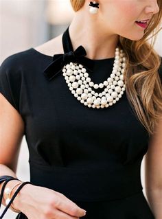 What Color Necklace With Black And White Dress. There are any references about What Color Necklace With Black And White Dress in here. you can look below. I hope this article about What Color Necklace With Black And White Dress can be useful for you. Please remember that this article is for reference purposes only. #what #color #necklace #with #black #and #white #dress How To Wear A Pearl Necklace, What Jewelry To Wear, Pearl Necklace Outfit, Preppy Mode, Black Dress Style, Necklace Outfit, Chique Outfits