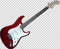 an electric guitar with red body and neck, on a transparent background png clipart