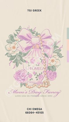 an advertisement for a perfume brand with flowers and pearls on the front, in pastel colors