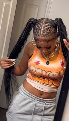 4 Braids Cornrows, Cruise Hairstyles For Black Women, Braided Up Ponytail, Slick Buns, 4 Cornrows Braids, Hairstyle Suggestions, Cute Ponytail Hairstyles, 4 Braids