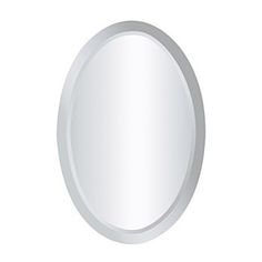 a white oval mirror on a wall with a reflection in it's center, isolated against a white background