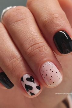 Trendy Black Nails, Nails Edgy, Colorful Nails, Nails Aesthetic, Cute Gel Nails, Shellac Nails, Short Acrylic Nails Designs