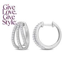 in stock Macy's Cubic Zirconia Diamond Earrings For Anniversary, Elegant Hoop Earrings With Diamond Accents From Macy's, Anniversary Diamond Hoop Earrings From Macy's, Macy's Round Cut Diamond Earrings For Anniversary, Macy's Diamond Hoop Earrings, Macy's Silver Diamond Earrings With Accents, Silver Diamond Earrings From Macy's For Anniversary, Macy's Silver Diamond Earrings For Anniversary, Gia Certified Huggie Jewelry