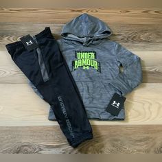 Hoodie & Joggers Size 3t New With Tags Black Winter Activewear, Hoodie Joggers Outfit, Jogger Outfit, Joggers Outfit, Under Armour Hoodie, Toddler Boys, Matching Sets, Black Gray, Under Armour