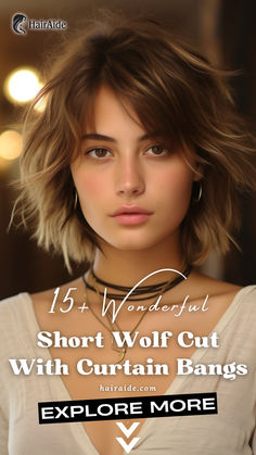 Make a striking statement with vermillion red in a short wolf cut, featuring extended curtain bangs for a bold and stylish look on straight hair. Click for more wolf cuts with curtain bangs. Extended Curtain Bangs, Wolf Cut Curtain Bangs Medium Hair, Wolf Cut Straight Hair Medium, Wolf Cut Fine Hair, Short Wolf Cut With Curtain Bangs, Brunette Beach Waves, Wolf Cut With Curtain Bangs, Bob Hair Color Ideas, Short Wolf Cut