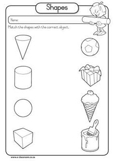 shapes worksheet for kids to practice the shape and word recognition in their language