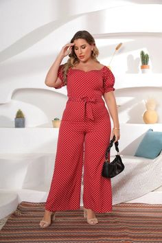 Introducing our 2023 Polka Dot Jumpsuit, the perfect blend of style and comfort for the upcoming summer season. This jumpsuit is designed for the modern woman who seeks versatility, fashion, and the ease of one-and-done dressing.The polka dot pattern adds a touch of playfulness and charm, making it a fun choice for various summer outings. The one-shoulder design creates an elegant asymmetry, ensuring you look and feel stylish without sacrificing comfort.Crafted with plus-size women in mind, thi Clubwear Jumpsuits, Jumpsuit Fitted, Women Jumpsuit, Jumpsuit Casual, Polka Dot Jumpsuit, One Shoulder Jumpsuit, Summer Attire, Jumpsuit Pattern, Short Sleeve Jumpsuits