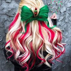 FOR SALONS & HAIR LOVERS (@luvlylonglocks) • This hairstyle by @hair_by_jess.r is simply divine | For more Christmas hairstyle inspiration, visit www.LuvlyLongLocks.com | #beauty #hairstyles #christmashair Holiday Hair Color, Candy Hair, Christmas Hairstyles, Bright Hair, Holiday Hairstyles, Christmas Hair, Crazy Hair Days, Hair Dye Colors, Rainbow Hair