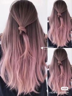 Brown To Pastel Pink Ombre Hair, Ash And Pink Hair, Pink Ombre Brown Hair, Muted Pink Hair Color, Pink Brown Highlights, Ash Brown And Pink Hair, Brown And Pastel Pink Hair, Ash Brown Hair With Pink Highlights, Ashy Pink Hair Balayage