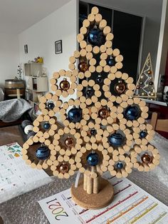 a christmas tree made out of wine corks