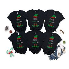 "Christmas is the best time of year! Especially when gathering with your loved ones. Are you looking for a cute way to customize your Matching Family Christmas shirt this year? We can help!  HOW TO ORDER 1-Please review all the information provided before placing an order 2- Select the shirt size. 3- Choose your quantity as much as you want  4. Add personalization. Example: 'I'm the Silly Elf' 'I'm the Loud Elf' 5.  Click \"Proceed to Check Out\" Please feel free to contact me if you have any qu Christmas Shirts Elf, Elf Shirts, Matching Family Christmas Shirts, Elf Characters, Elf Shirt, Elf Christmas, Family Christmas Shirts, Cute Penguins, Christmas Elf