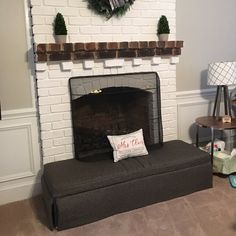 "The HearthSoft® cushion is a made-to-measure, baby-proofing, custom designed decorative hearth cushion that safely covers the top and sides of the fireplace hearth, protecting infants, toddlers, child or children (or people with disabilities or the elderly living at home) with a soft layer of hearth protection, while adding an attractive and comfortable seating area for you, your family and friends. This listing is for a Hearth measuring Up to 20.75\" d  up to 60\" L Need another size :  https: Hearth Cushion, Nursery Bench Seat, Fireplace Cushion, Long Fireplace, Window Cushion, Custom Bench Cushion, Ikea Expedit, Fireplace Cover, Ikea Kallax