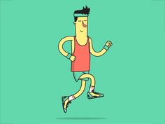 a cartoon man running on a green background