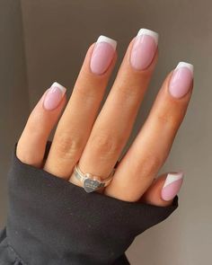 Candy Pie, Fall Nails Ideas, Pink French Nails, White Tip Nails, Graduation Nails, French Manicure Nails, French Tip Acrylic Nails, Basic Nails