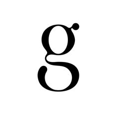 the letter g is shown in black and white