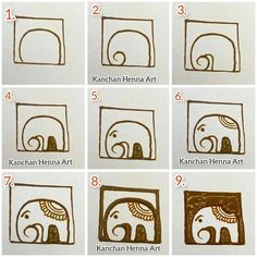 step by step instructions to draw an elephant's head in the shape of a square