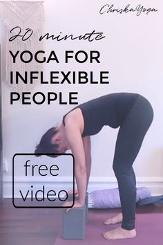 a woman is doing yoga in front of a white wall with the words, 10 minute yoga for flexible people free video