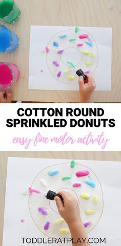 this is an easy activity for kids to do with cotton rounds and sprinkles