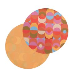 two circles with different colors and shapes on each circle are shown in the same pattern