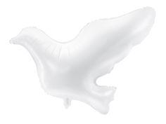 an inflatable white bird shaped balloon on a white background with clippings