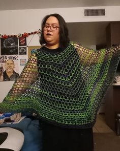 Purple/Green mesh crocheted poncho, perfect for any occasion, aesthetic, and season. Pattern is inspired by Hannah Drapinski on YouTube.  One size fits most Hannah Drapinski, Whimsical Crochet, Ladies Poncho, Crochet Poncho, Purple Green, Labour Day, Craft Ideas, Bathing Beauties, Yarn