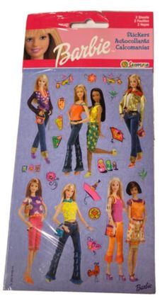 barbie doll stickers with different outfits and accessories