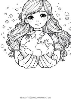 a girl holding the world in her hands