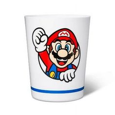 a cup with an image of mario on it