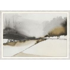 an abstract painting with watercolors and ink on paper, depicting trees in the distance