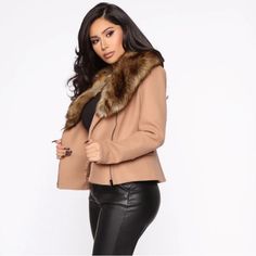 Pit To Pit Is 19" And Center Back Measurement, Not Including Collar Is 21.5" Fall Workwear Outerwear With Faux Fur Lining, Fall Outerwear With Faux Fur Lining, Faux Fur Lined Outerwear For Fall Workwear, Beige Outerwear With Faux Fur Trim For Work, Winter Workwear Outerwear With Faux Fur Trim, Print Sweater Outfit, Toy Story Alien Costume, Fashion Nova Jackets, 40 Fashion Women