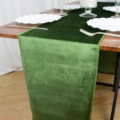 12inch x 108inch Olive Green Premium Velvet Sheen Finish Table Runner Match Velvet, Green Tablecloth, Mothers Day Decor, Table Runner, St Patrick's Day Decorations, Floral Tablecloth, Banquet Tables, Velvet Color, Dining Decor