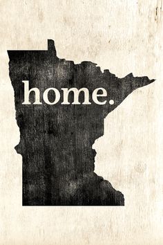 a black and white map of minnesota with the word home on it's side